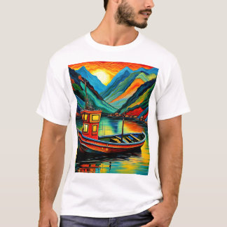 Boat in fjord 17 T-Shirt
