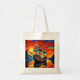 Boat in fjord 5 tote bag