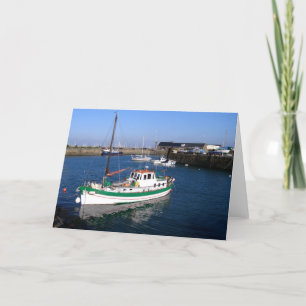Boat in Guernsey harbour Holiday Card