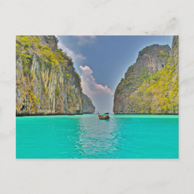 boat in Kho Phi Phi bay Postcard (Front)