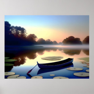 Boat in the middle of the sea poster