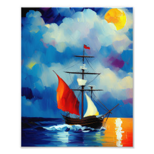Boat in the Night Photo Print