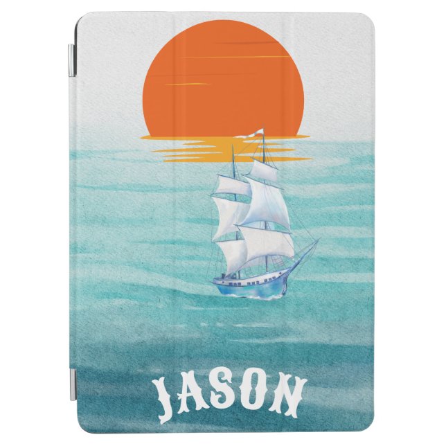 Boat in the Sea with Setting Sun jPad Smart Cover (Front)