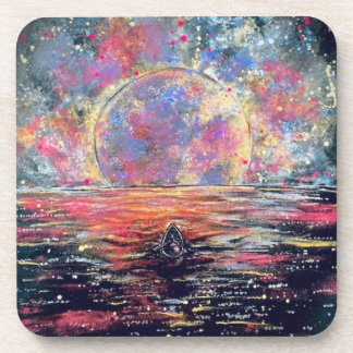 Boat into the Colourful Moon - Hard Plastic Coaste Coaster