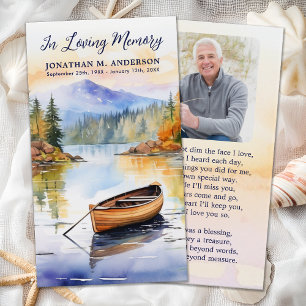 Boat Lake Memorial Photo Funeral Prayer Card