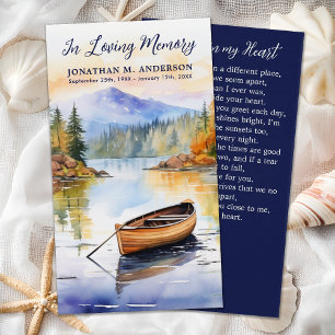 Boat Lake Modern Memorial Funeral Prayer Card