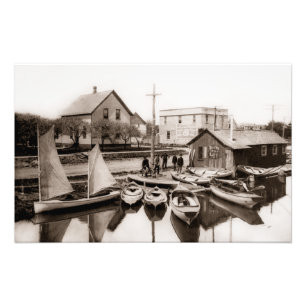 Boat Livery on the Belle River Marine City MI Photo Print