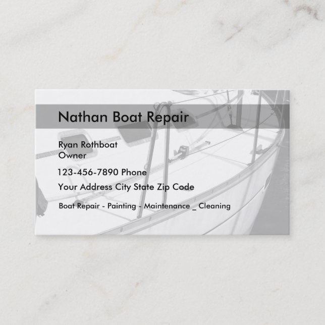 Boat Maintenance And Repair Business Card (Front)