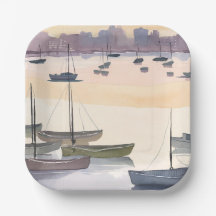 Boat Marina | Watercolor Ocean Bay