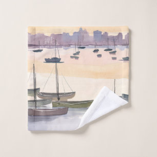 Boat Marina Watercolor Ocean Bay Wash Cloth