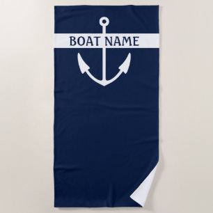 Boat Name Anchor Beach Towel