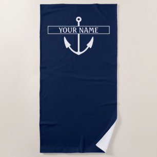 Boat Name Anchor Beach Towel