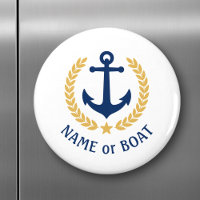Boat Name Anchor Gold Style Laurel blue white