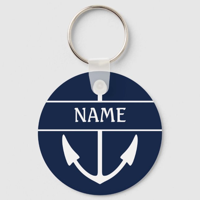 Boat Name Anchor Key Ring (Front)