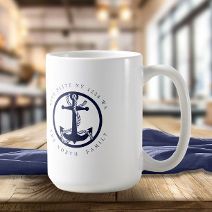 Boat Name and Anchor Navy ID619 Coffee Mug
