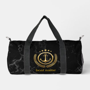 Boat Name Compass Anchor Laurel Navy Travel Bag