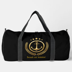 Boat Name Compass Anchor Laurel Navy Travel bag