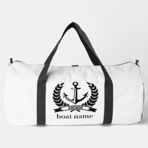 Boat Name Compass Anchor Laurel Navy Travel bag