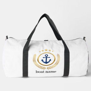 Boat Name Compass Anchor Laurel Navy Travel bag
