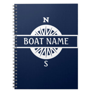Boat Name Compass Captain's Log Notebook