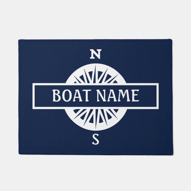 Boat Name Compass Dock Mat (Front)