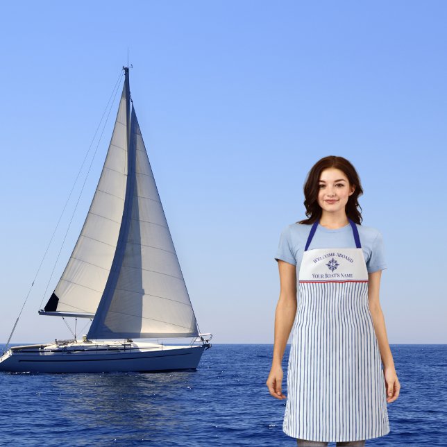 Boat Name Compass Rose Nautical Anchor  Apron (Creator Uploaded)