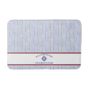Boat Name Compass Rose Nautical Anchor Bath Mat