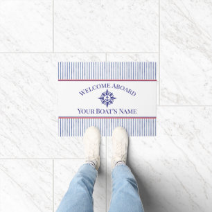 Boat Name Compass Rose Nautical Anchor Doormat