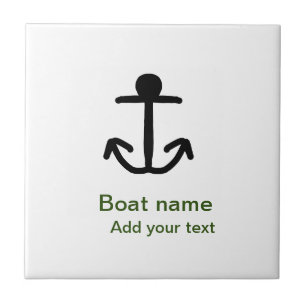 Boat name custom anchor sailing summer add text ceramic tile