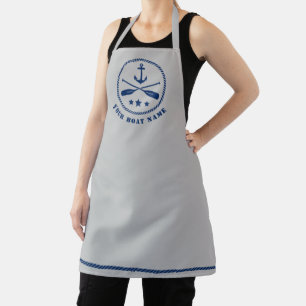 Boat Name Nautical Anchor Crossed Oars Stars Grey Apron