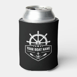 Boat Name Nautical Anchor Oars & Ships Wheel Can Cooler