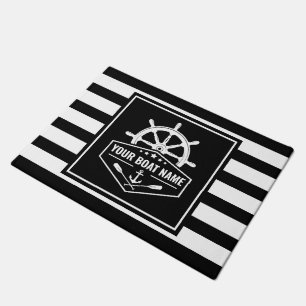 Boat Name Nautical Anchor Oars & Ships Wheel Stars Doormat