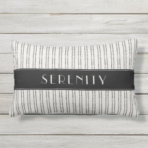 Boat Name Nautical Pinstripe Black Outdoor Pillow