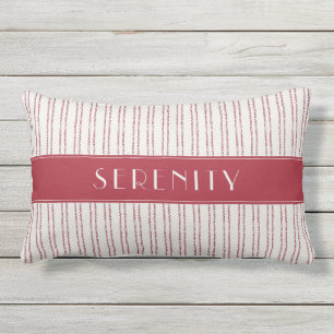 Boat Name Nautical Pinstripe Red Outdoor Pillow