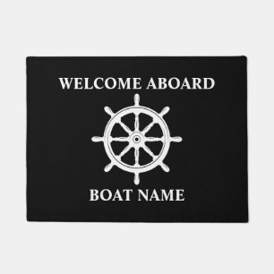 Boat Name Nautical Ships Wheel Helm Welcome Doormat