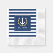 Boat Name or Family Anchor Gold Laurel Stripes
