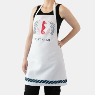 Boat Name Personalised Nautical Sea Horse Apron