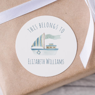 Boat Name School   Classic Round Sticker