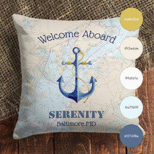 Boat Name ⚓️ Welcome Aboard Chesapeake Bay Cushion
