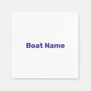 Boat Name White and Blue Text Template Napkin