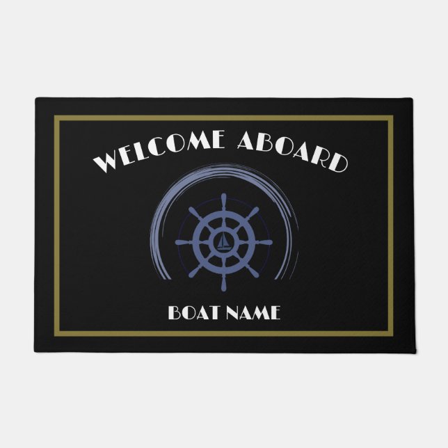 Boat Nautical Anchor Laurel  Custom Welcome Aboard Doormat (Front)
