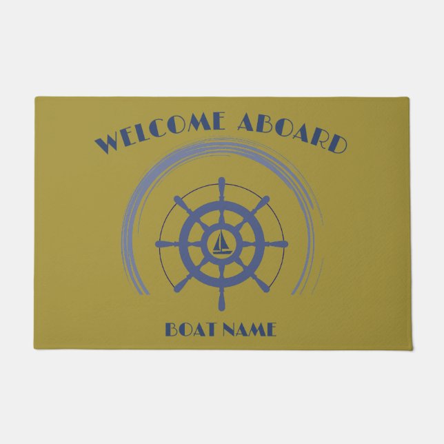 Boat Nautical Anchor Laurel  Custom Welcome Aboard Doormat (Front)