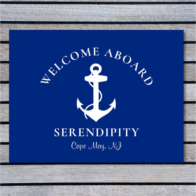 Boat Nautical Anchor Navy Welcome Aboard Doormat (Creator Uploaded)
