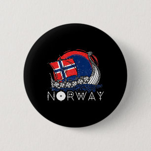 Boat Norwegian Flag Norway Viking Ship Pride Ocean 6 Cm Round Badge