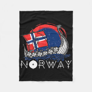 Boat Norwegian Flag Norway Viking Ship Pride Ocean Fleece Blanket