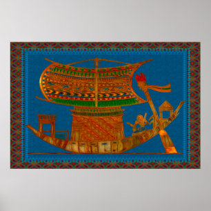 Boat of Reeds Egyptian Folk Art Poster