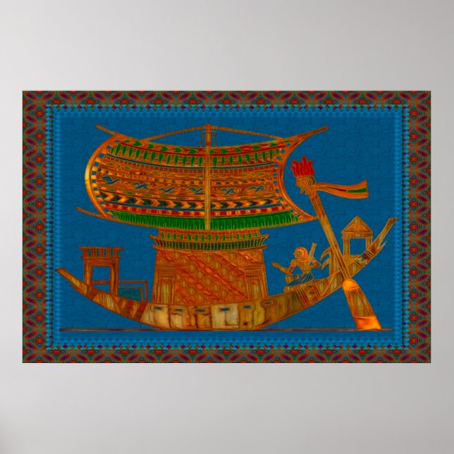 Boat of Reeds Egyptian Folk Art Poster (Front)