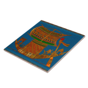 Boat of Reeds Egyptian Folk Art Tile