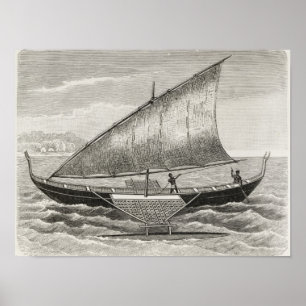 Boat of the Mortlock Islands with outrigger Poster
