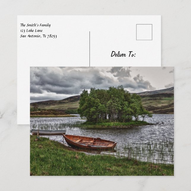 Boat on a lake in Scotland Postcard (Front/Back)